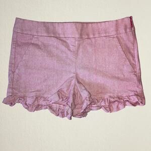 Pink ruffle hem shorts LOFT coquette, cottagecore